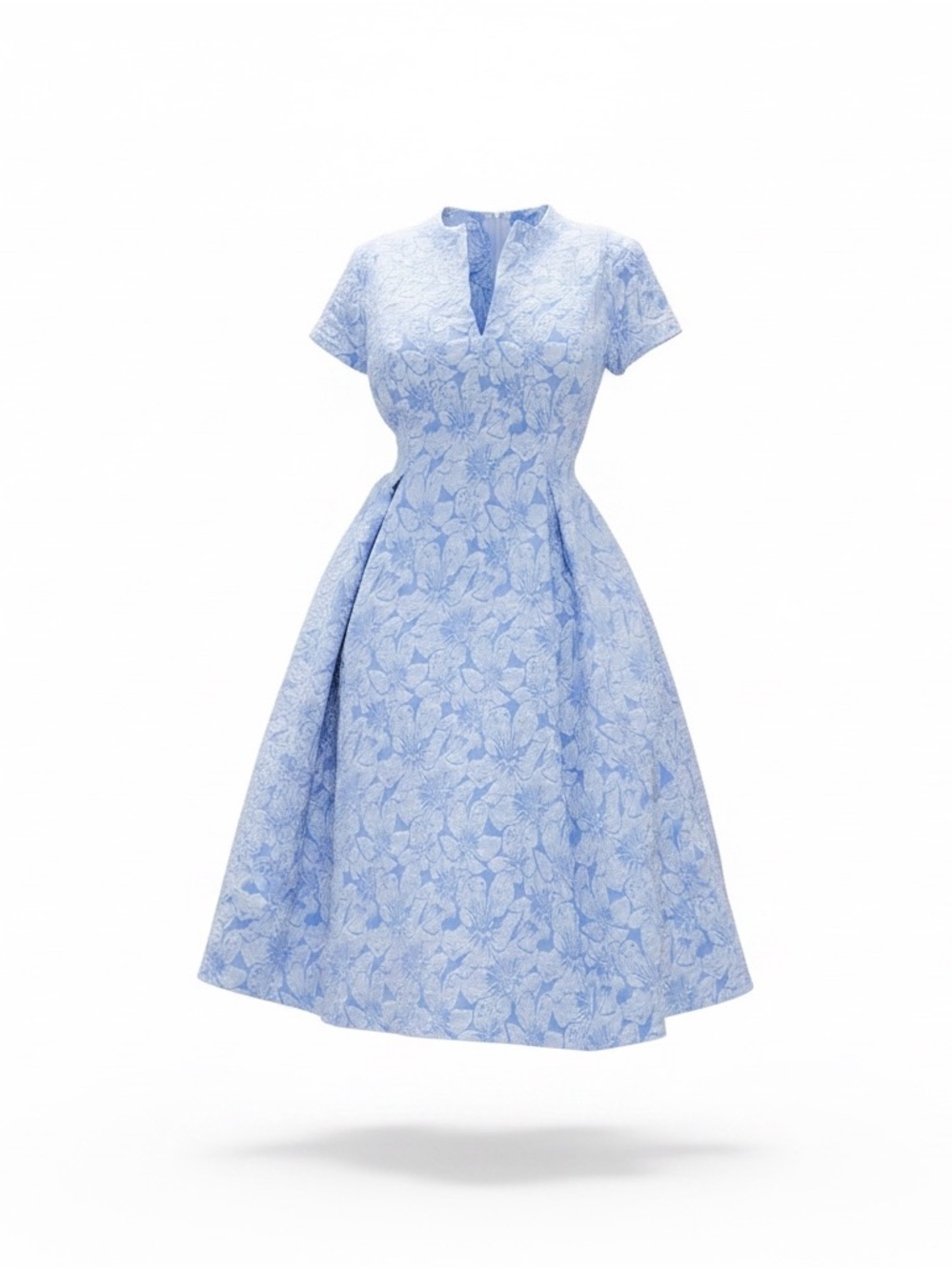 Light Blue Jacquard Midi Dress (WORN ONLY ONCE 5 HRS MAX! All tags still attache